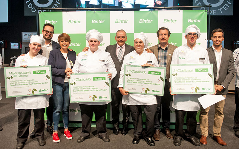 Podio del 5º Campeonato de Canarias de Jóvenes Cocineras y Cocineros-Gran Premio Binter./ Cedida